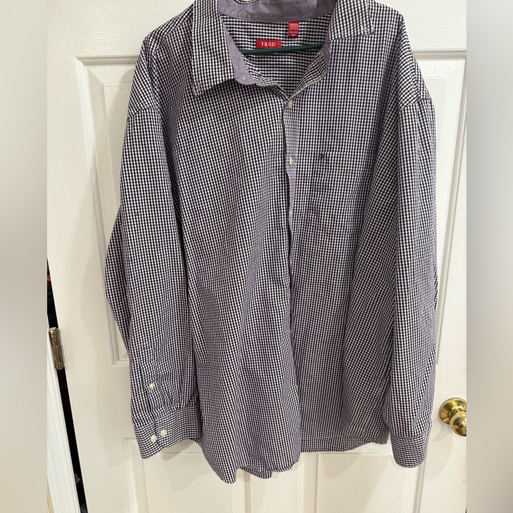 Men’s Big and Tall Izod Purple Casual Button Down Shirt - 4XL